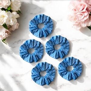Set of 5 Blue Scrunchies